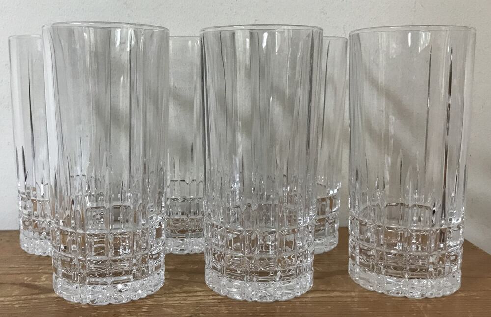 Set Lot 6 Vintage Spiegelau High Ball Tumblers Crystal Glass Glasses 6" Tall
